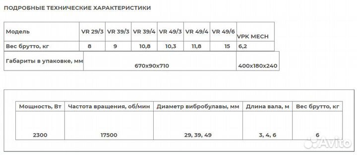 Вибратор для бетона впк mech 2300 Вт