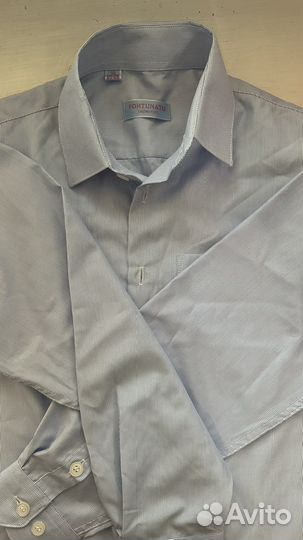 Рубашка новая школьная 122-128 голубая в полоску