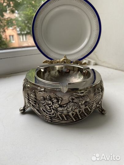 Пепельница, глубокое серебрение, медь Редкость