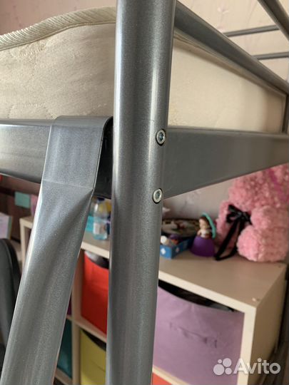 Кровать чердак детская IKEA металлик