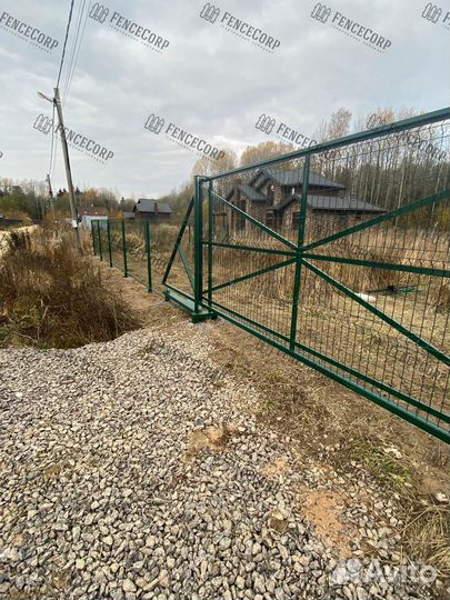 Откатные ворота из сетки 3Д Гиттер 6000х2000 (6х2)