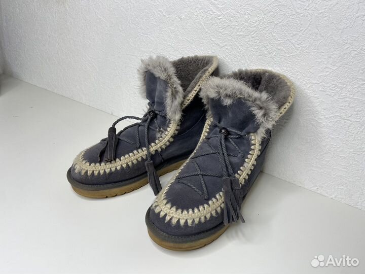 Зимние ботинки натуральная замша серые размер 40