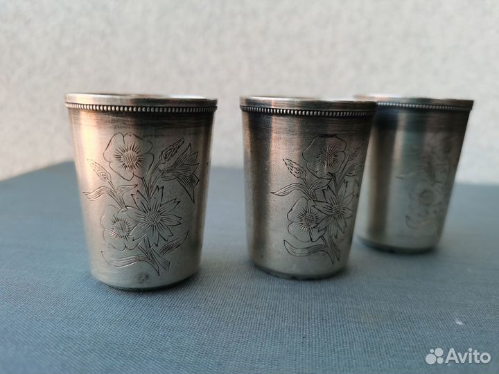 Три стопки серебро 875 пробы СССР Таллин лом