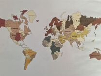 Деревянная карта мира с подложкой
