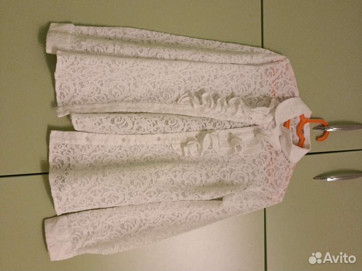 Блузка школьная кружевная нарядная с майкой 146