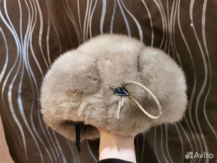 Берет шапка норка голубая меховая женская
