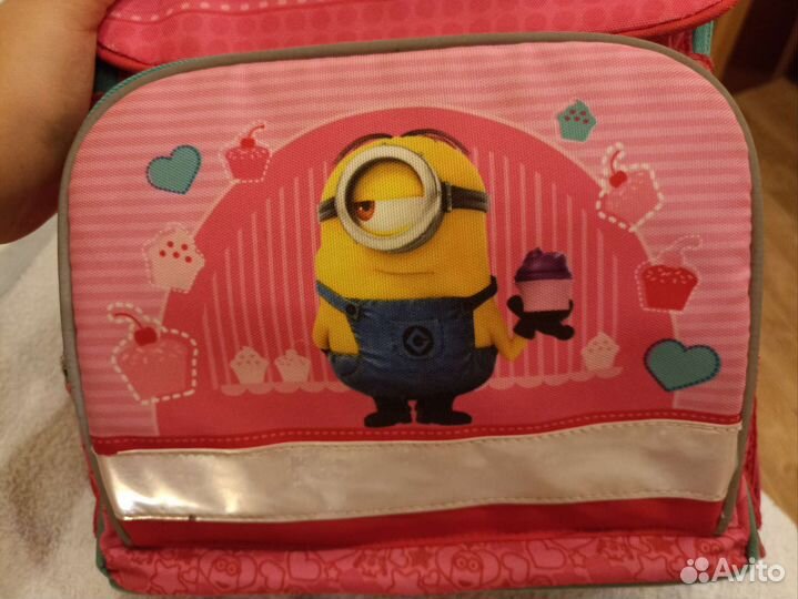 Школьный рюкзак с миньонами розовый, торг уместен