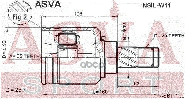 ШРУС внутренний левый 25x40x25 nissan Avenir W11