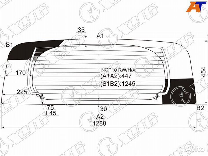 Стекло заднее Toyota Рактис