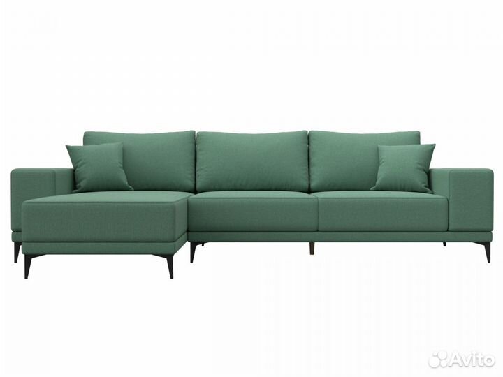 Диван угловой Льюес левый, рогожка, амур зеленый