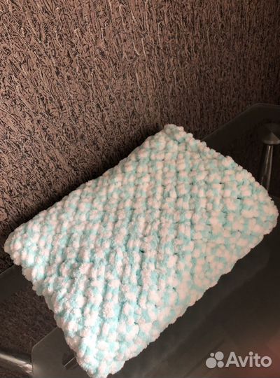 Плед плюшевый вязаный, детский плед, на выписку