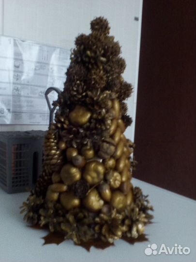 Шишки, желуди, каштаны сухие листья