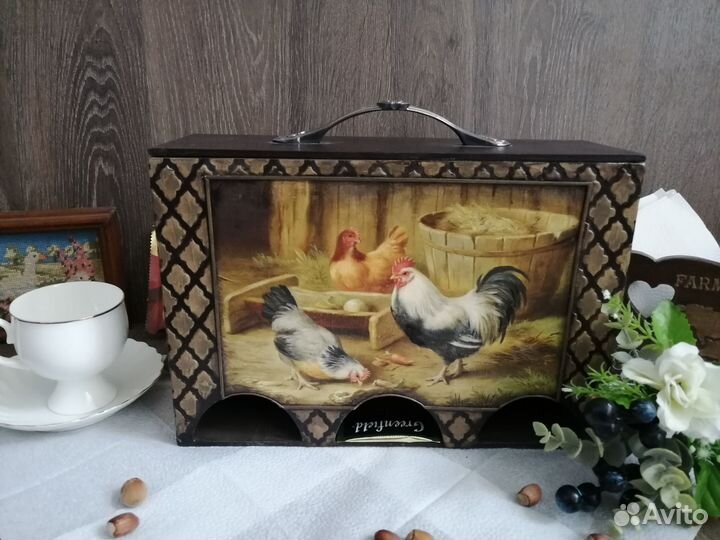 Чайная шкатулка на 3 вида чая Птичий двор