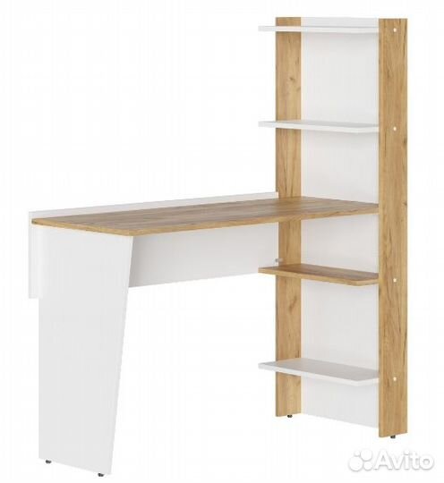 Письменный стол со стеллажом белый/дуб крафт