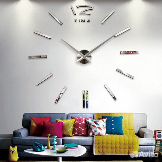 Большие настенные 3D часы Римские цифры