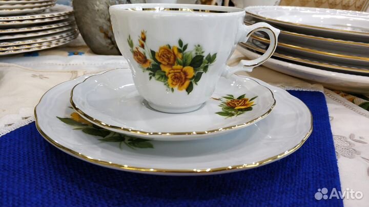 Чай-кофе трио Желтые розы Wunsiedel Porzellan