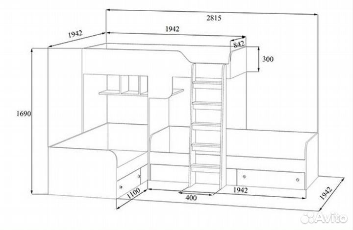 Кровать Трио Сонома/Дуб Молочный
