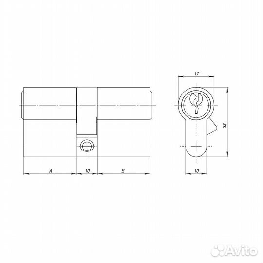 Механизм цилиндровый ajax аz100-80 мм. хром 5 кл