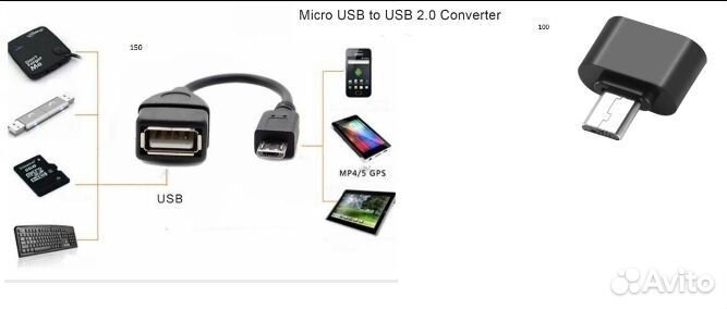 Переходник Micro USB на USB смартфона с Флешки