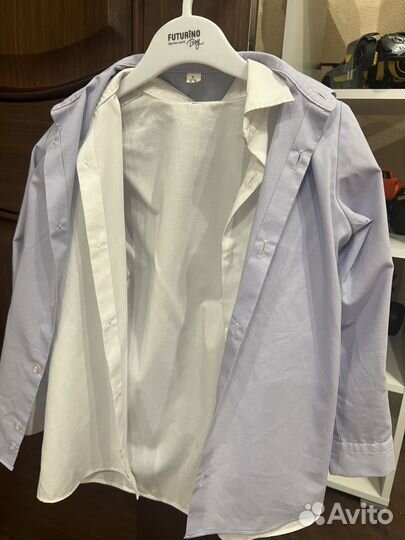 Рубашка белая и сиреневая 116-122