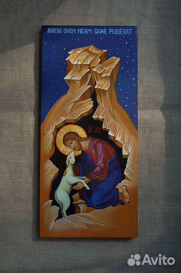 Рукописная икона 'Пастырь добрый'
