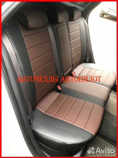 Чехлы Автопилот Kia Ceed 2 из экокожи чёрно-шокола