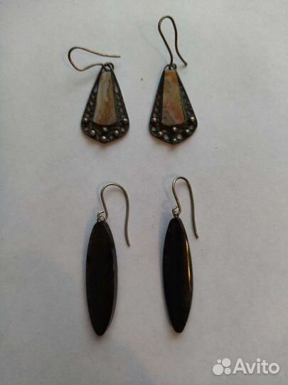 Серьги колывань с яшмой и ониксом. Винтаж