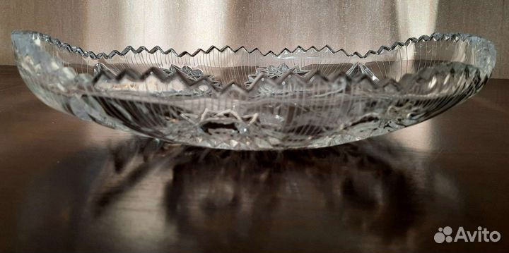 Хрустальная ваза-ладья Изморозь (1976г.)