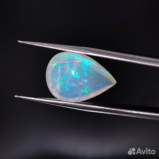 Кабошон: 6.82 ct. Опал груша. Эфиопия + сертификат