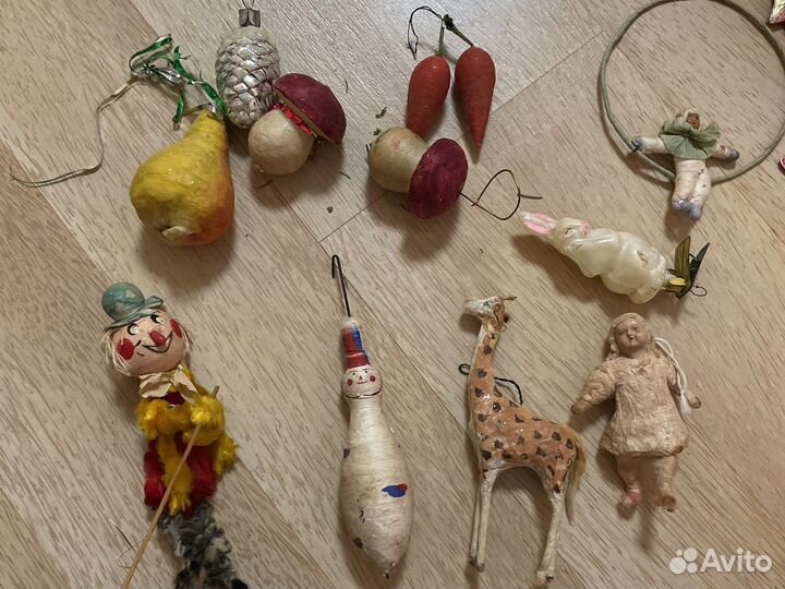Елочные игрушки ватные и картонные СССР