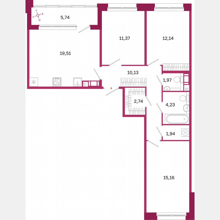3-к. квартира, 82,1 м², 5/10 эт.