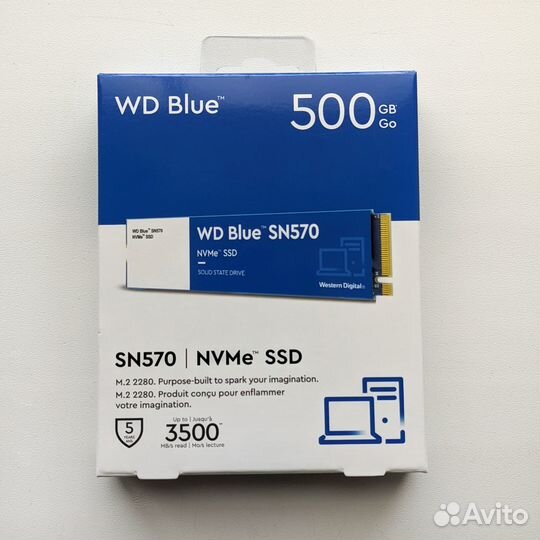 SSD накопитель WD Blue SN570, 500 Гб, новый