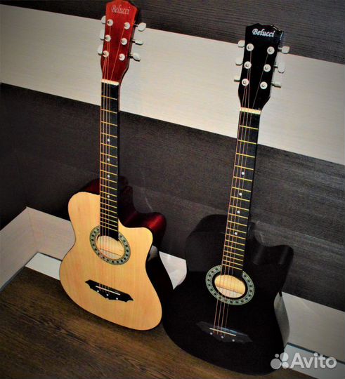 Акустическая гитара (новая) + чехол и медиаторы