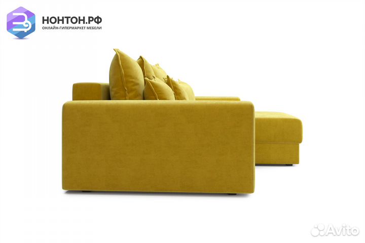 Диван угловой тик-так Омега горчичный