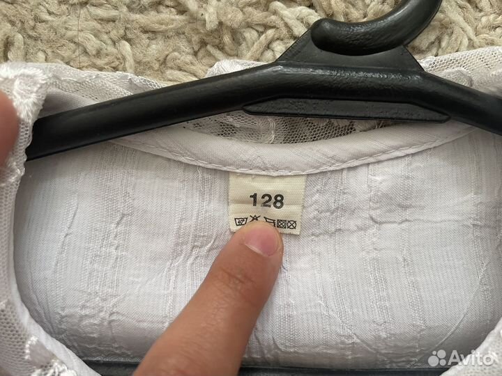 Белая рубашка для девочки 128