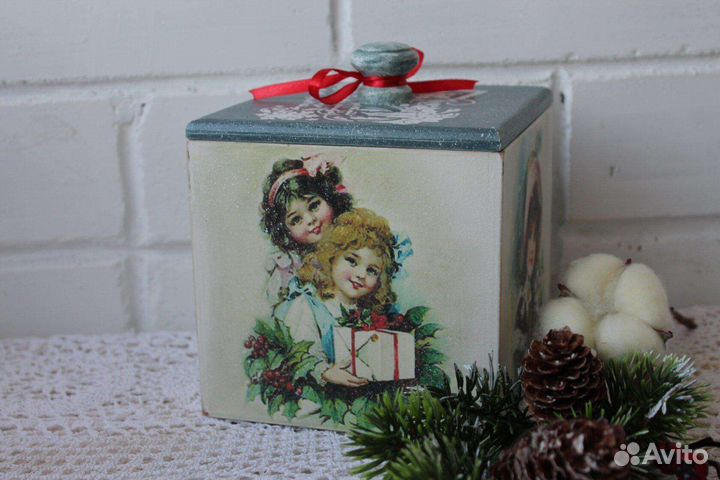 Новогодний винтажный короб