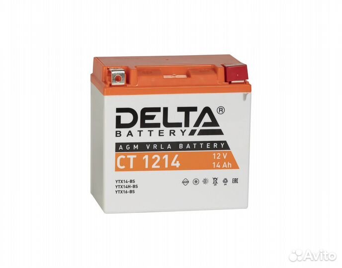 Мото аккумулятор Delta CT 1214(12V/14Ah/200A)