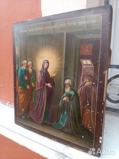 Старинная икона Сергий Радонежский явление Б. М