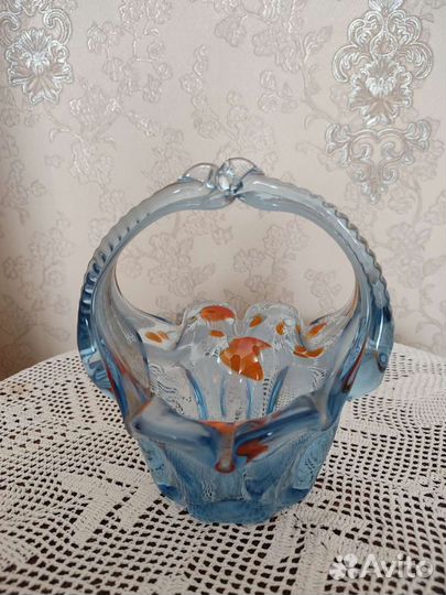 Конфетница цветное стекло СССР