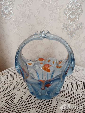 Конфетница цветное стекло СССР