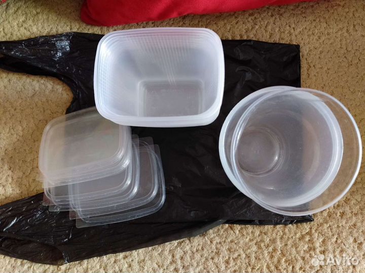 13 шт. по 0,5 л контейнеры, стаканы, пищ.пластик