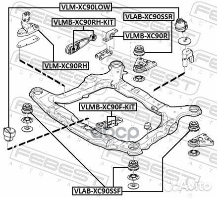 Сайлентблок опоры двигателя volvo XC90 03- к-кт