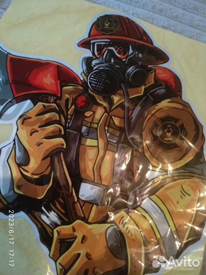 Наклейка Пожарный с топором (Большая 25*22 см)