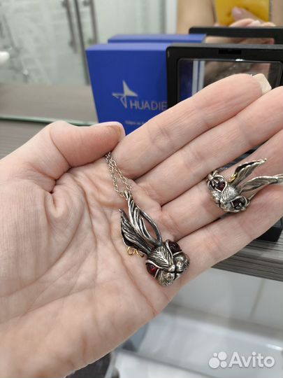 Комплект бижутерии кольцо и подвеска Кролик