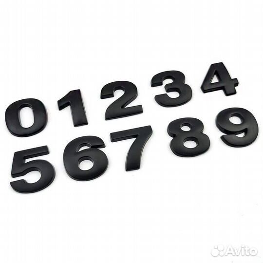 Металлическая наклейка на авто набор цифр шильдик