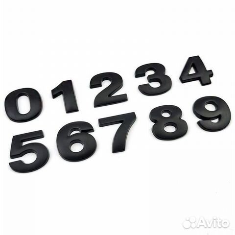Металлическая наклейка на авто набор цифр шильдик