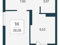 1-к. квартира, 39,1 м², 5/24 эт.