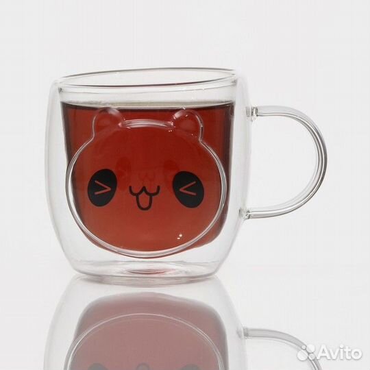 2 шт. Кружка стеклянная с двойными стенками 'Панда