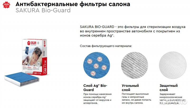 Фильтр салона антибактериальный Ag+
