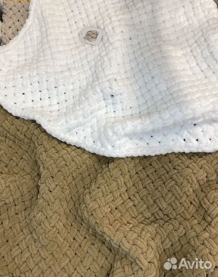 Плед детский плюшевый вязанный